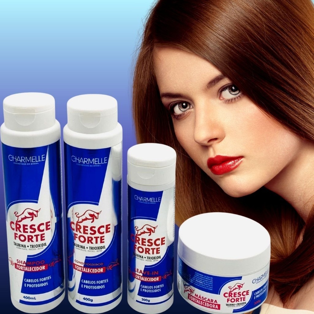 Kit Charmelle Cresce Forte Shampoo Condicionador Leave-in Máscara