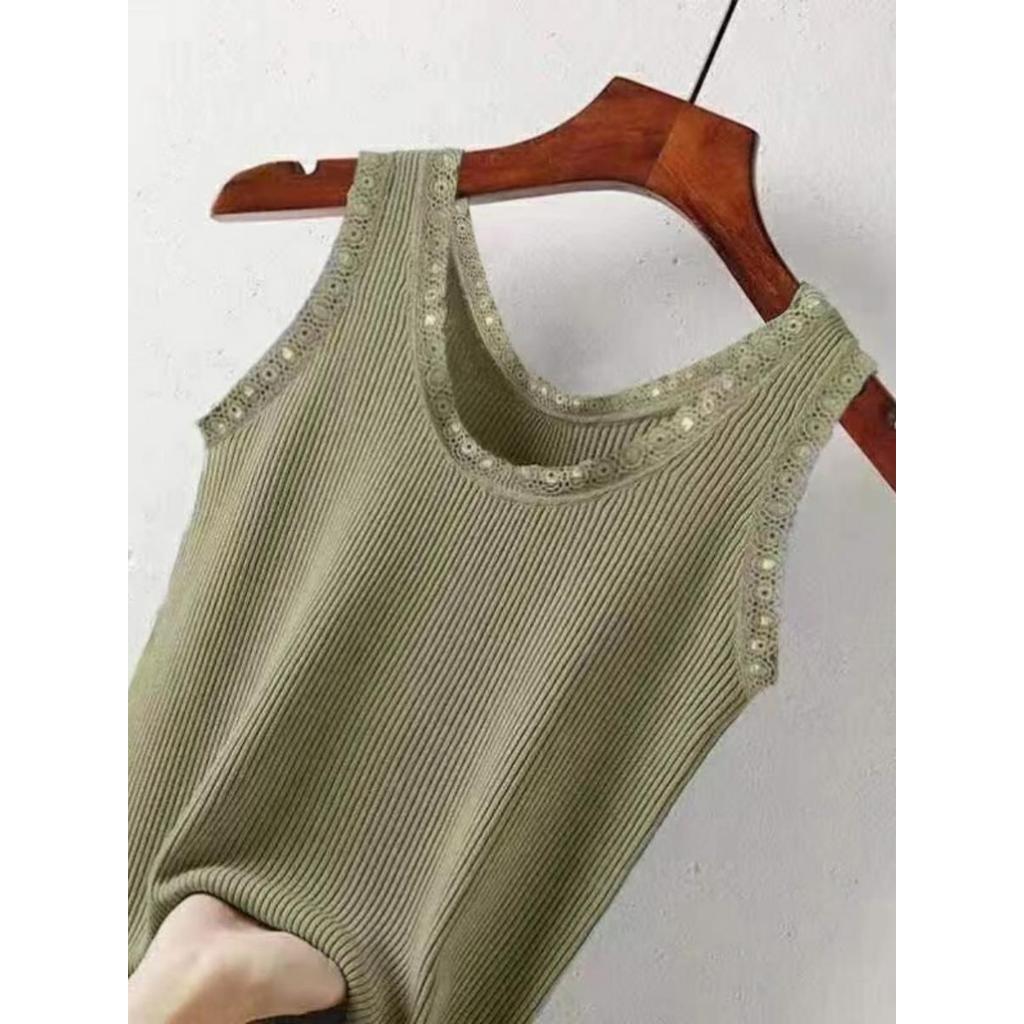 Camisola feminina novo estilo Modal algodão renda interior exterior usar pequeno colete versão coreana camisa de fundo t