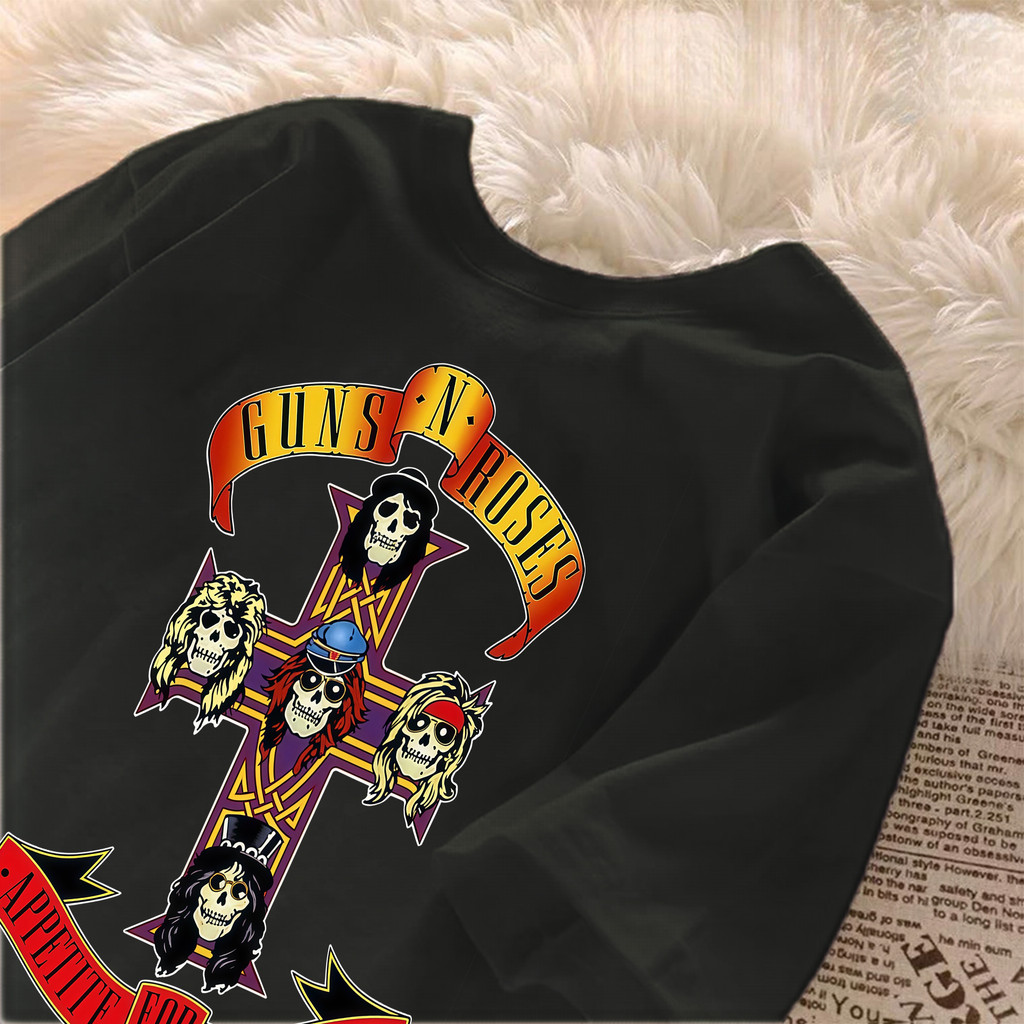 [Camiseta Premium Algodão]JOJO Camiseta Feminina Oversized Streetwear Guns N' Roses Vintage, 100%Algodão