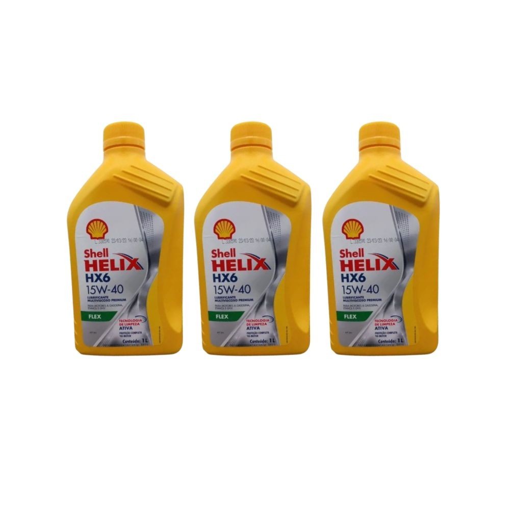 Kit 3 óleos Shell Helix Hx6 15w40 Semissintético Api Sl