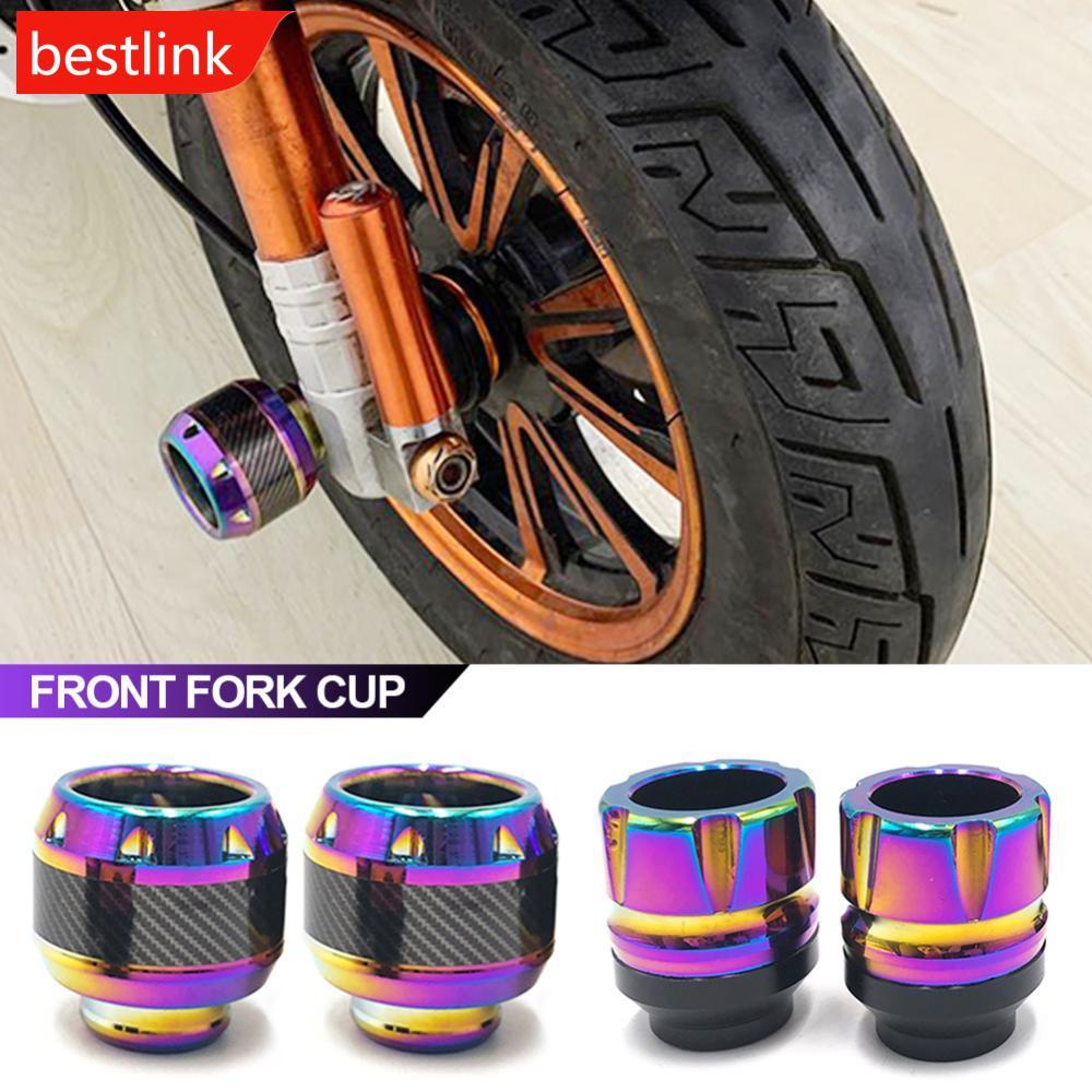 BESTLINK 2 Pçs Motocicletas Liga De Alumínio Garfo Dianteiro Copo De Fibra De Carbono Anti-Queda Queima Titânio Scooter