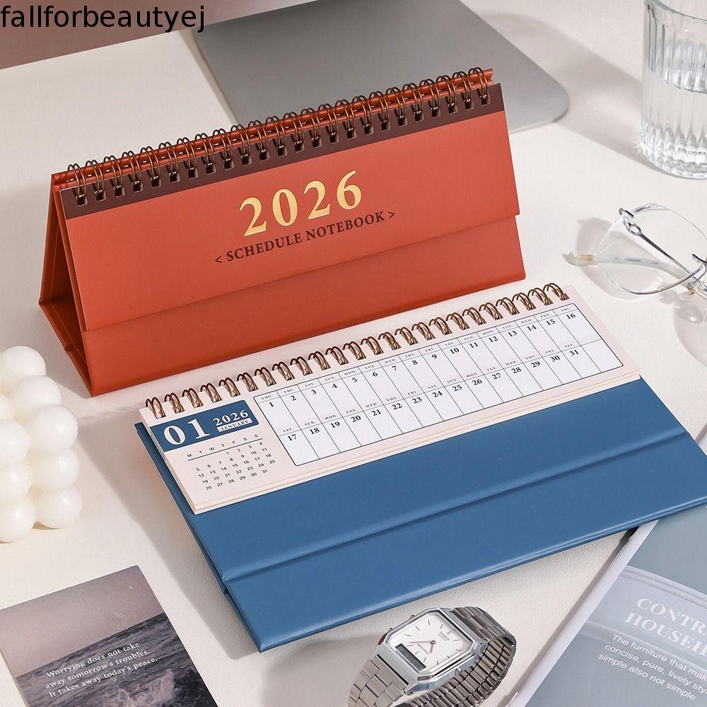 Calendário De Mesa FALLFORBEAUTYEJ 2026 , Encadernação Espiral De Layout Horizontal 2026 Flip Em Pé