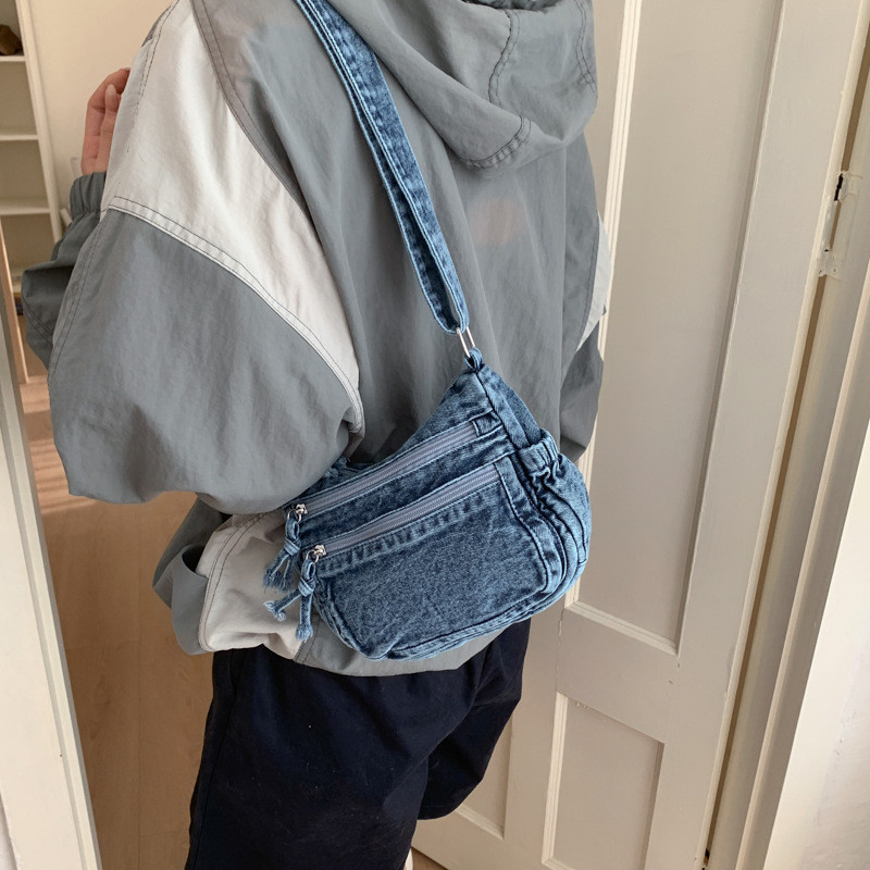 Bolsa Transversal Jeans Feminina Pequena Ombro Retro Bolsos Cargo Casual Pochete Mini Bag 2026