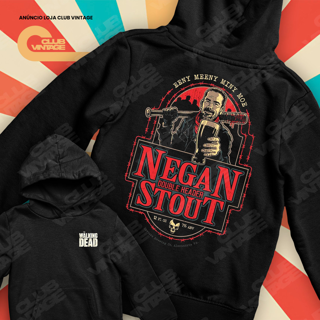 Moletom Canguru The Walking Dead Negan Stout Frente E Verso Séries