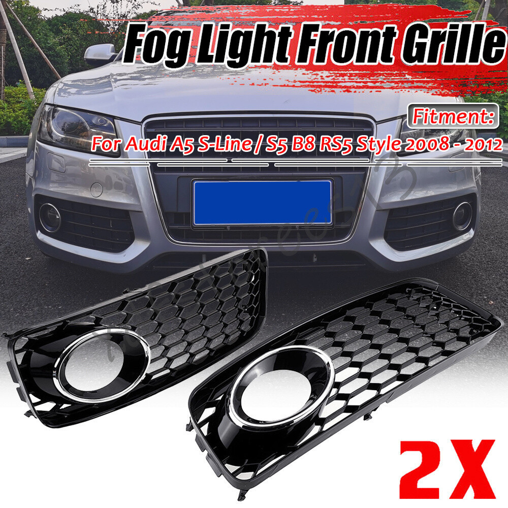 Para 08-12 Audi A5 S-Line/S5 B8 RS5 Estilo Preto Grades De Luz De Nevoeiro Guarnição Cromada