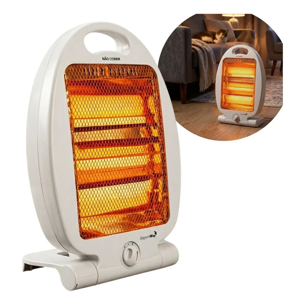 AQUECEDOR ELETRICO DOMESTICO PORTATIL QUARTZO 700W POTENTE