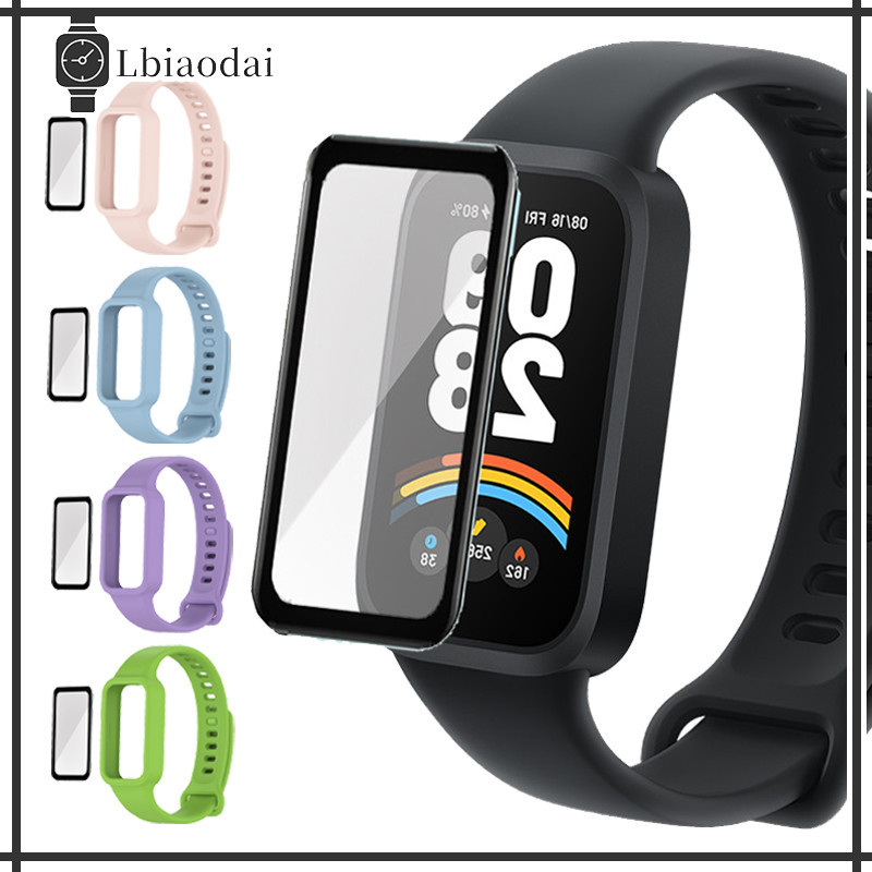 Capa Silicone Pulseira E Película Vidro Temperado for Relógio Smartwatch Xiaomi MiBand 9 Active/Redmi Band 3 Acessórios