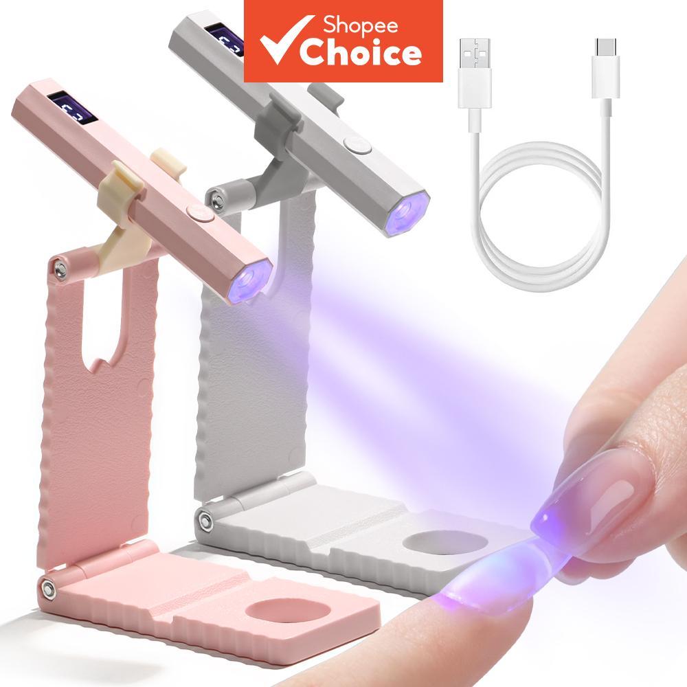  Lâmpada UV de Mão para Unhas em Gel, Portátil, Secador de Unhas Recarregável com Suporte de Mesa
