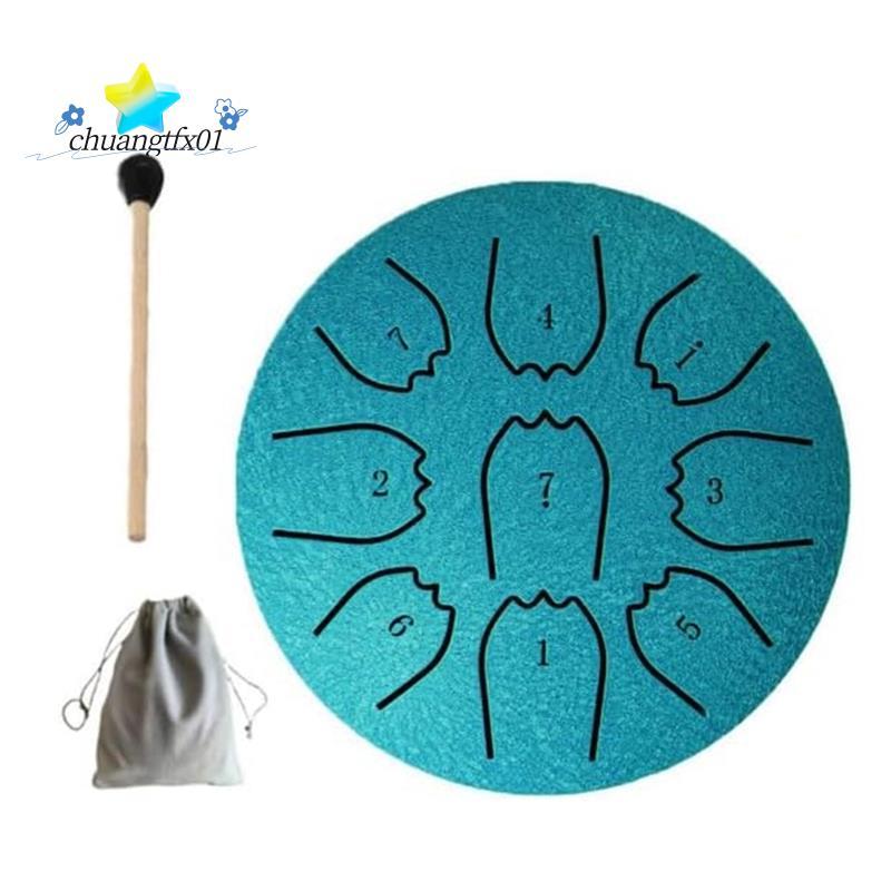 [Promover C] 4 Polegadas 9 Tons Tambores De Chuva Instrumento Tambor De Língua De Aço Carrilhão Mini Mão Baqueta Etéreo