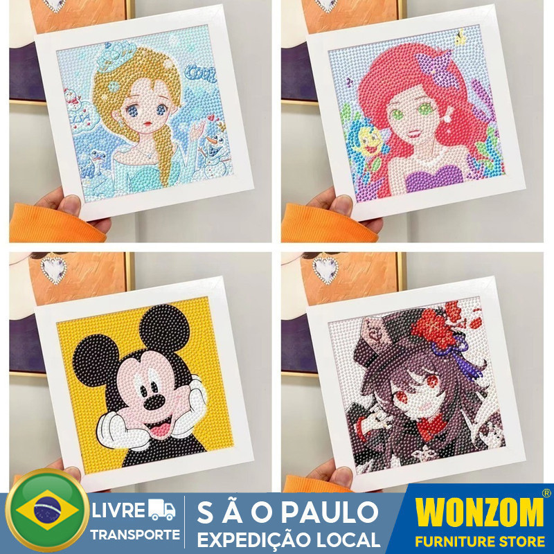 Kit De Pintura Com Diamante Para Crianças Moldura Arte