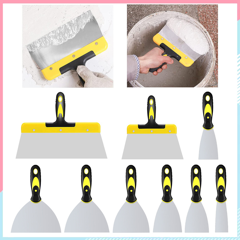 9 Peças Espátula, Aço inoxidável , Raspador De Metal, Espátula Para Massa De Drywall, Raspador De Espátula