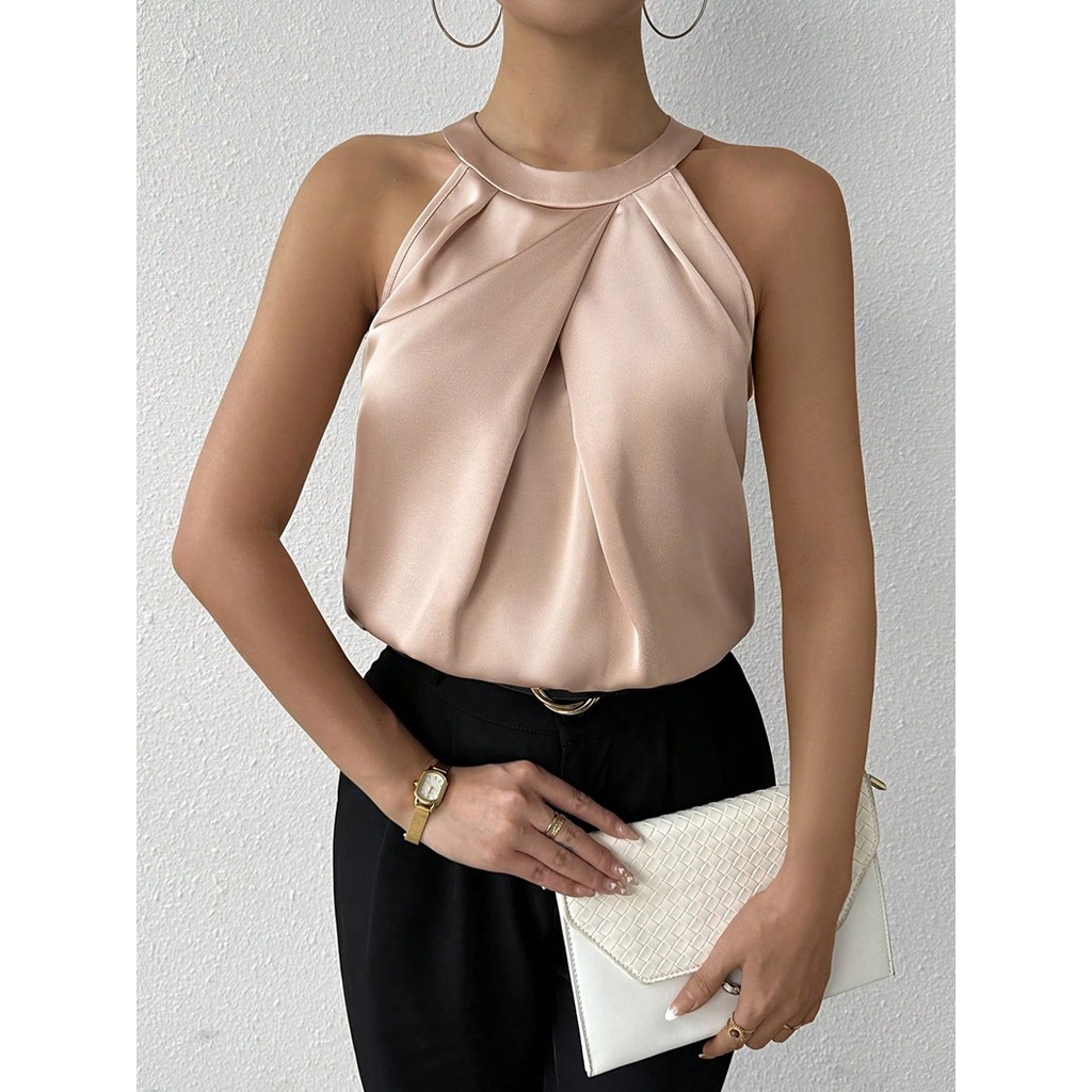 Camisa de cetim de alta qualidade para mulheres, nova blusa de cetim