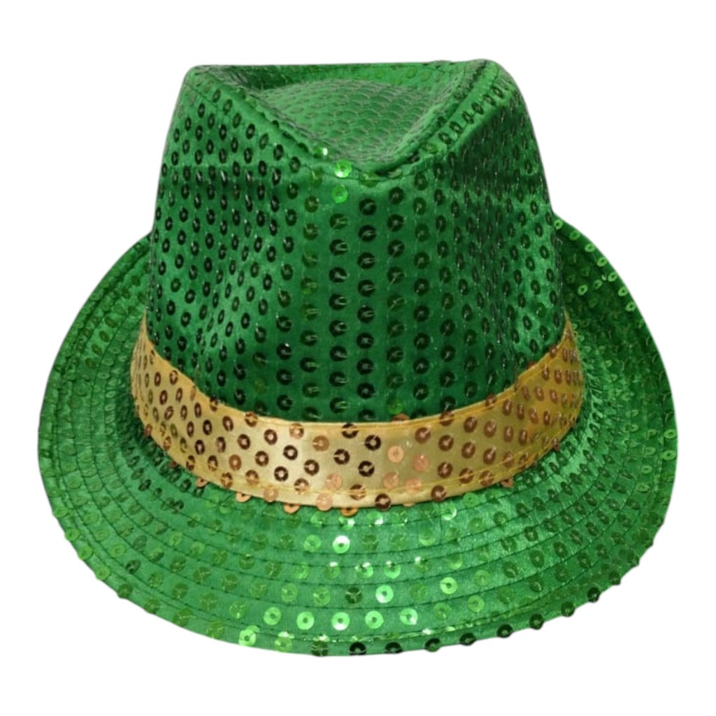 Chapéu Malandro Paetê Verde/Amarelo Torcida Copa do Brasil
