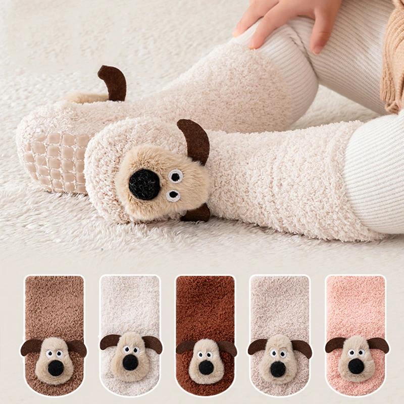 Meias De Bebê Inverno Quente Primeiros Caminhantes Infantis Dos Desenhos Animados Da Criança Antiderrapante Sola Chão Ca