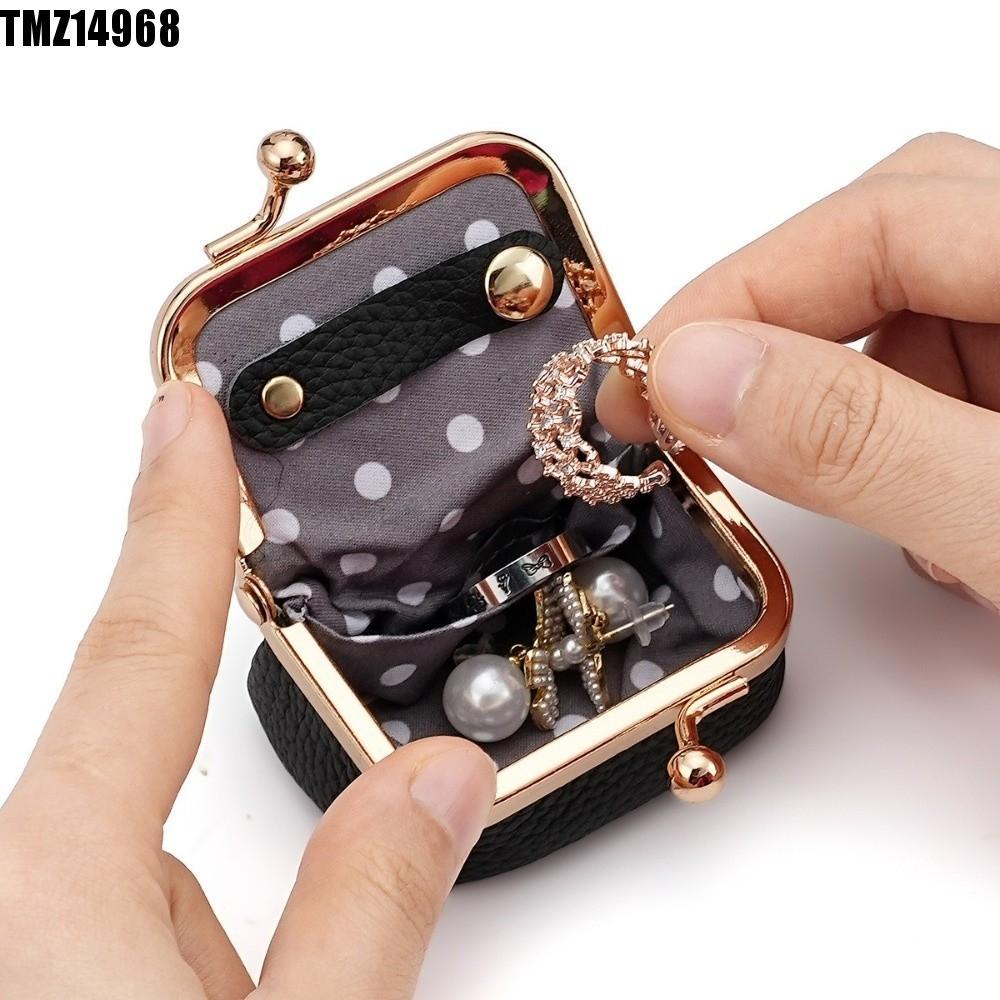 Bolsa De Joias De Couro TMZ14968 , Quadrada PU Kiss Lock Para Moedas Multifuncional Itens Pequenos