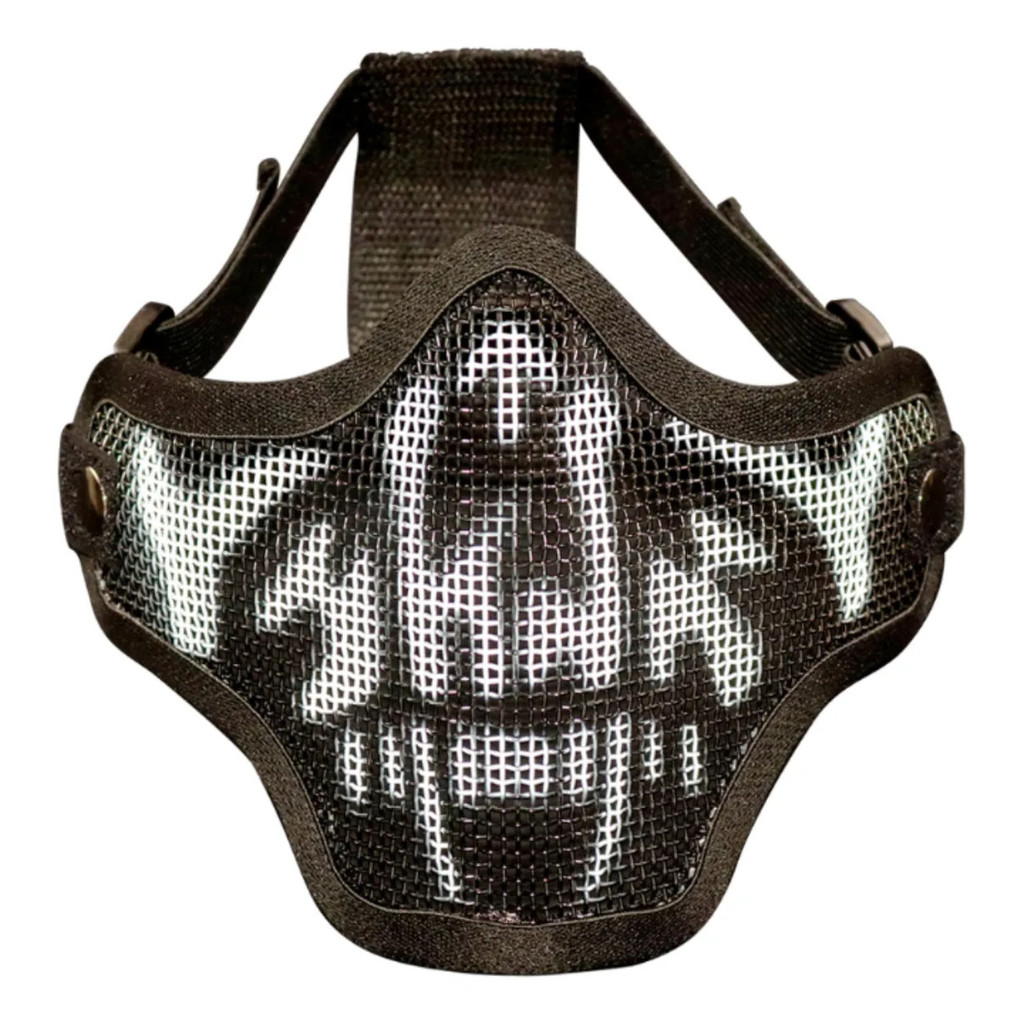 Máscara Telada Meia Face Verde Camuflado Proteção Airsoft Preto Lisa Unico