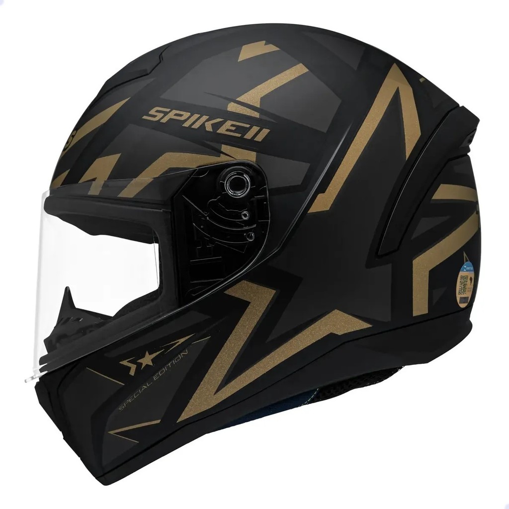 CAPACETE MOTOCICLISTA PEELS SPIKE 2 1ST PRETO E DOURADO FOSCO