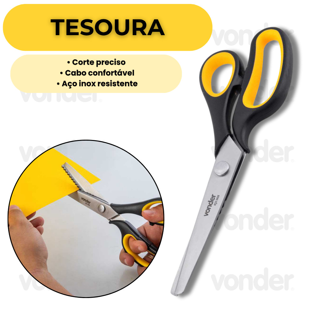 Tesoura De Picotar Profissional Em Aço Inox Cabo Emborrachado Para Artesanato Vonder 23cm