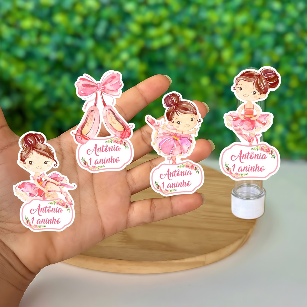 Apliques Para Tubetes Bailarina Personalizado Com Nome e Idade / Lembrancinhas Aniversário
