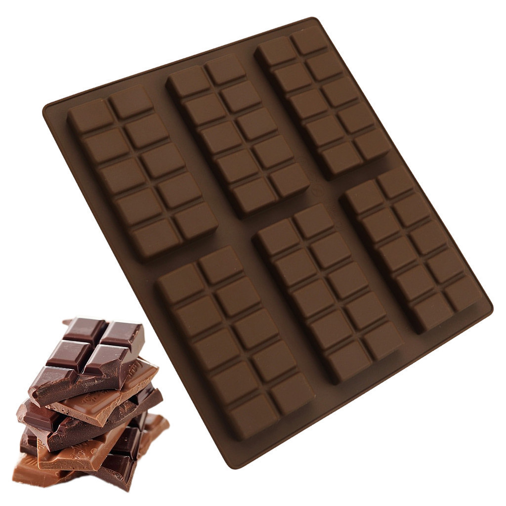 Molde de silicone para barra de chocolate com 6 cavidades, molde retangular para barra de proteína, acessório de cozinha