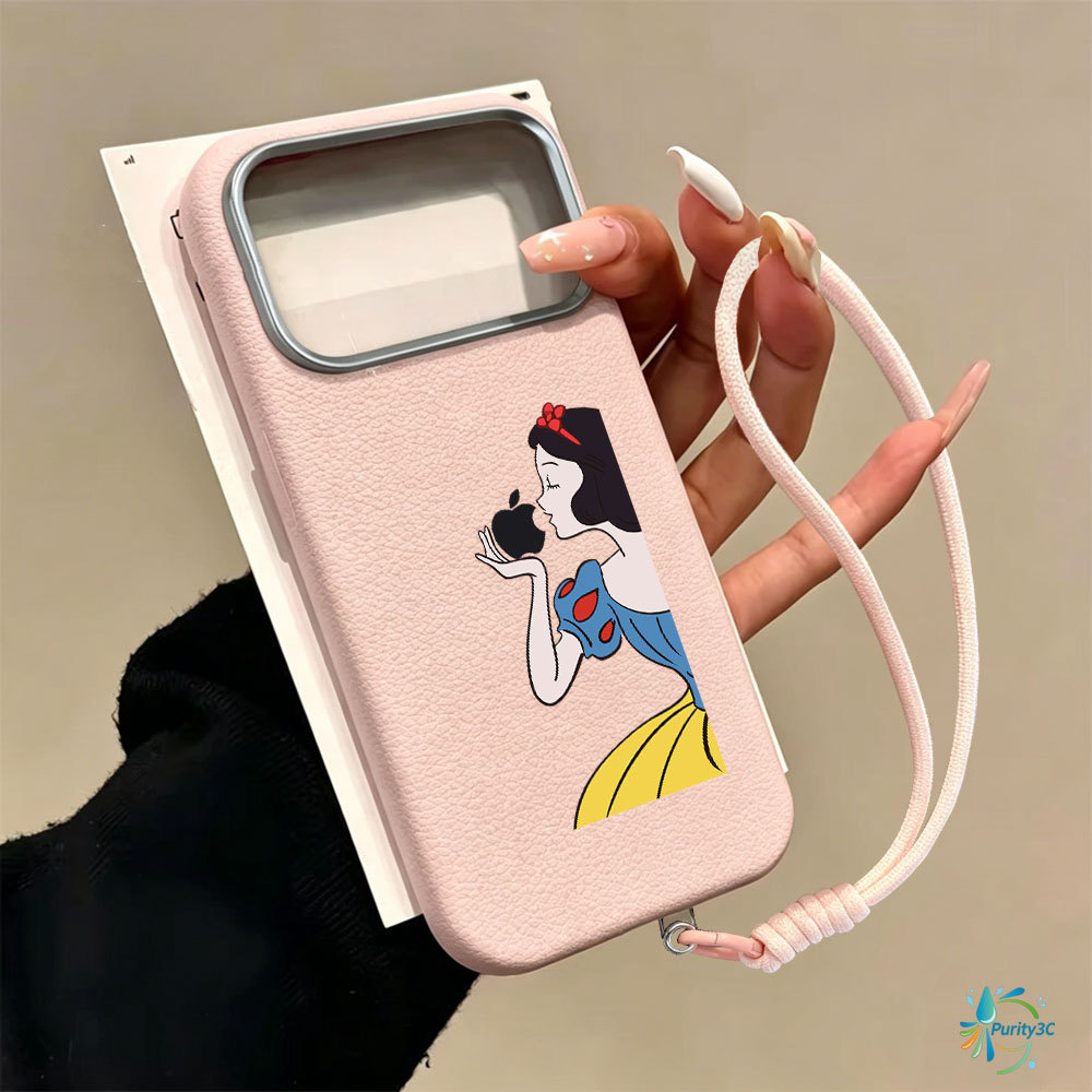 Capinha Textura de Couro Macia Para iPhone 17 Pro Max 16 13 11 12 15 14 Plus Air XR Branca de Neve Capa de Celular
