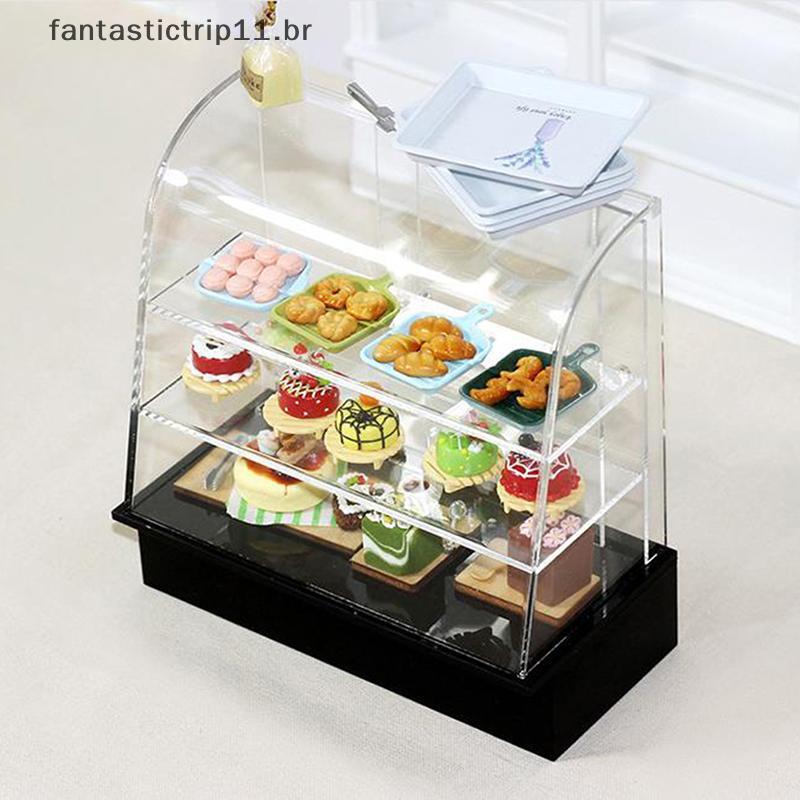 FANTA 1 : 12 Balcão De Bolo Em Miniatura Vitrine De Madeira Armário Casa De Bonecas Decoração De Frutas