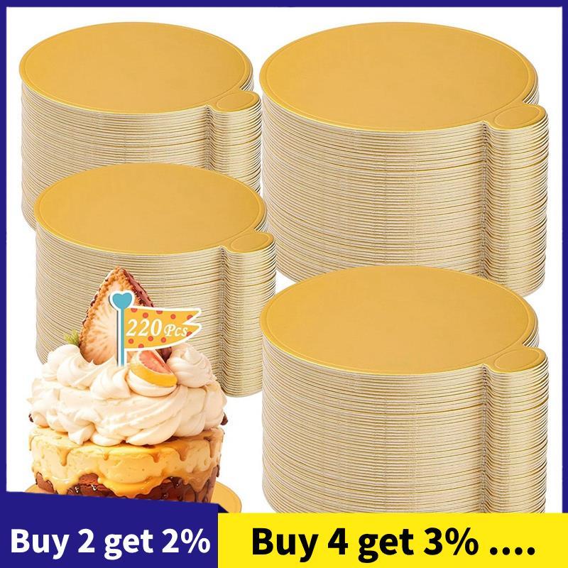 200 Peças Mini Placas De Bolo Douradas 3.5 Tamanhos E 3.15 Base Redonda Bandeja De Flan Papel Descartáveis