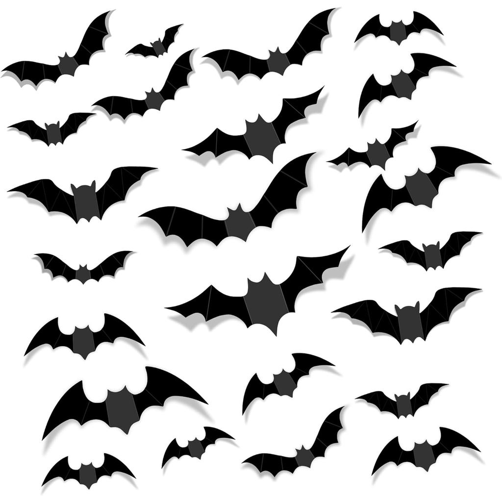 68 Peças de Decoração de Parede com Morcegos, Adesivos 3D de Morcegos para Decorações de Halloween, Decorações de Festa 