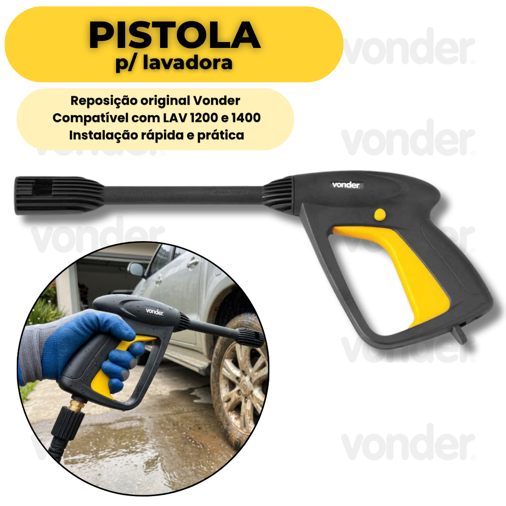 Pistola Para Lavadora Alta Pressão Reposição Original Vonder Compatível Lav 1200 E Lav 1400
