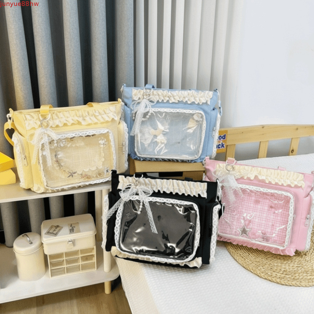 JUNYUE Lolita Bolsa Crossbody Transparente , DIY Ballet Estilo Renda Itabag , Sacola De Nylon De Grande Capacidade