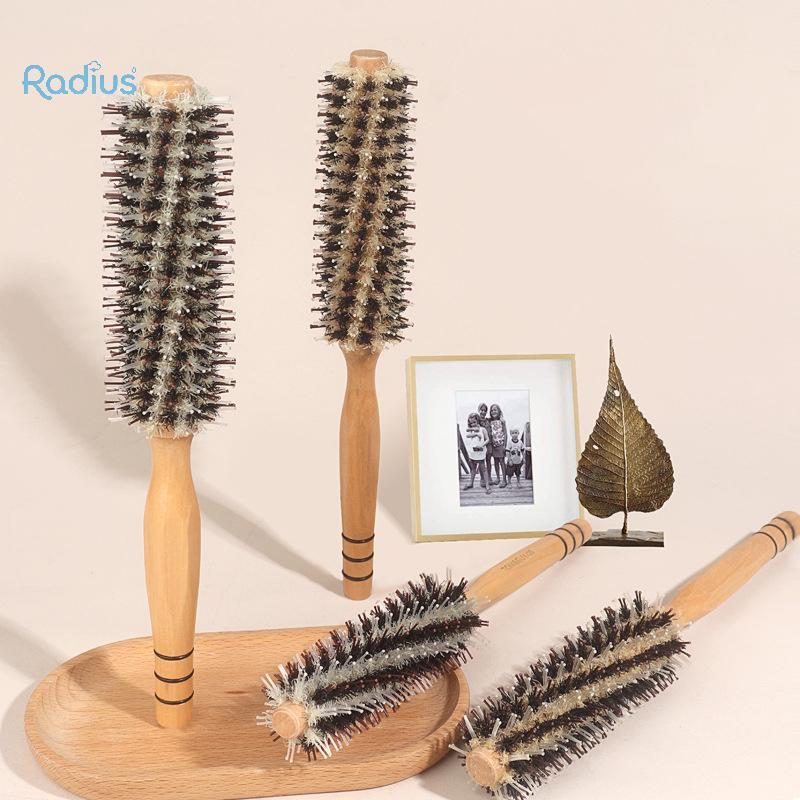 Raio Natural Cerdas De Javali Rolo Escova Barbeiro De Cabelo Madeira Barril Redondo Pente Para Mulheres Encaracolado Cab