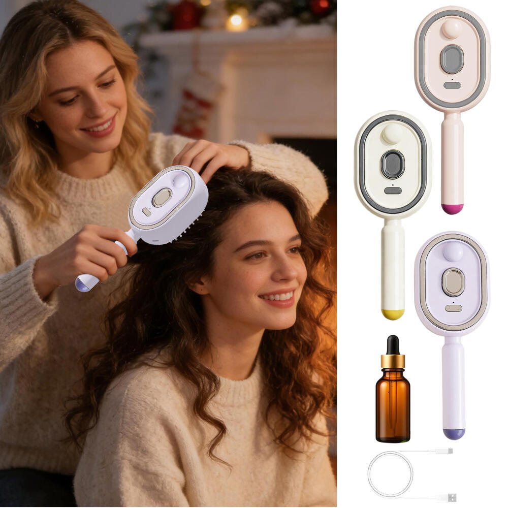 YL Spray Elétrico Almofadas De Ar Massagem Pente 3 Em 1 Auto Limpeza Vapor Óleo Essencial Escova Recarregável Couro Cabe