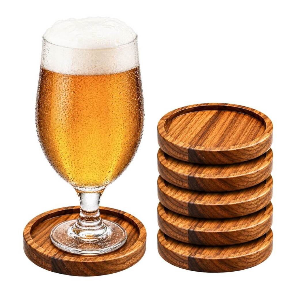 Descanso De Copo Madeira 6 Apoio Taça Caneca Drink Para Mesa Posta Bolacha Protetor Pra Cerveja
