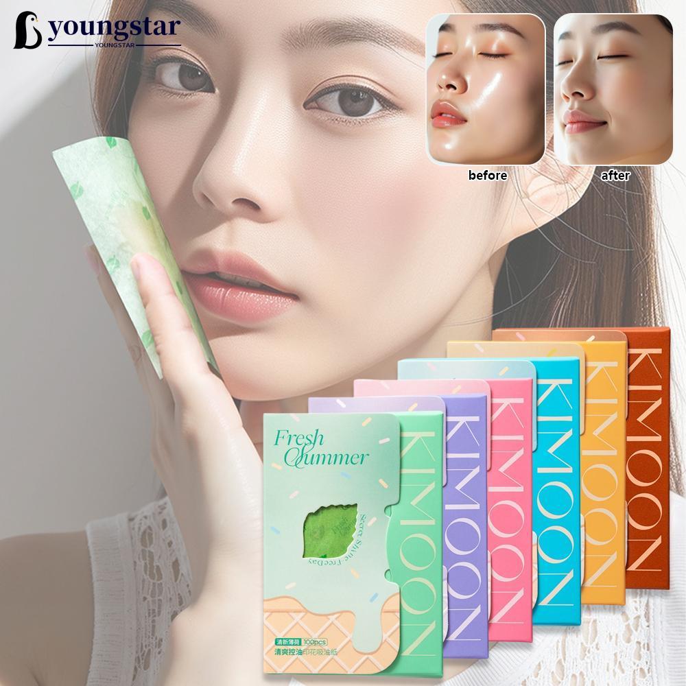 YOUNGSTAR 6 Fragrância Opcional 100 Pcs Papel Absorvente De Óleo Facial Toalhetes De Controle De Verão Folha Oleoso Limp