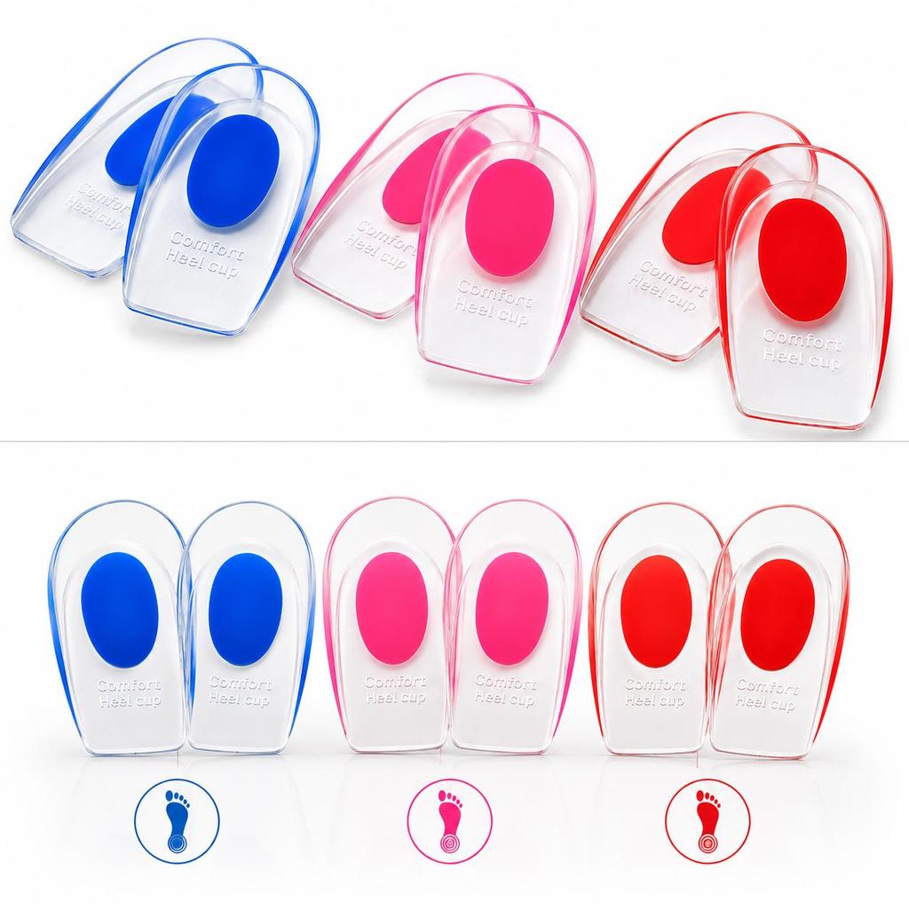 Conjunto 2 Palmilha Silicone Gel Ortopédica Esporão Calcanheira Calcanhar Transparente Confortável