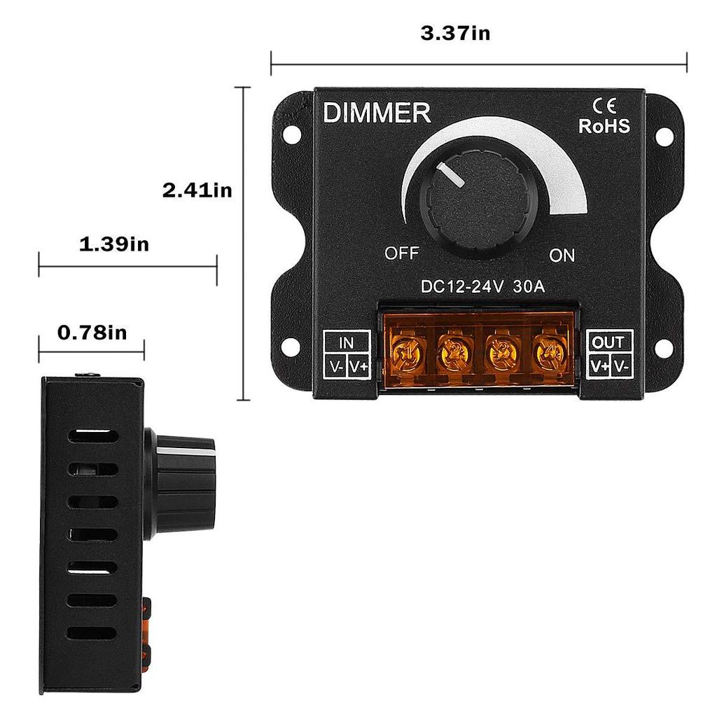 Faixa De Luz LED Dimmer PWM Botão Do Controlador De Escurecimento Interruptor Liga/Desliga DC 12V-24V 30A
