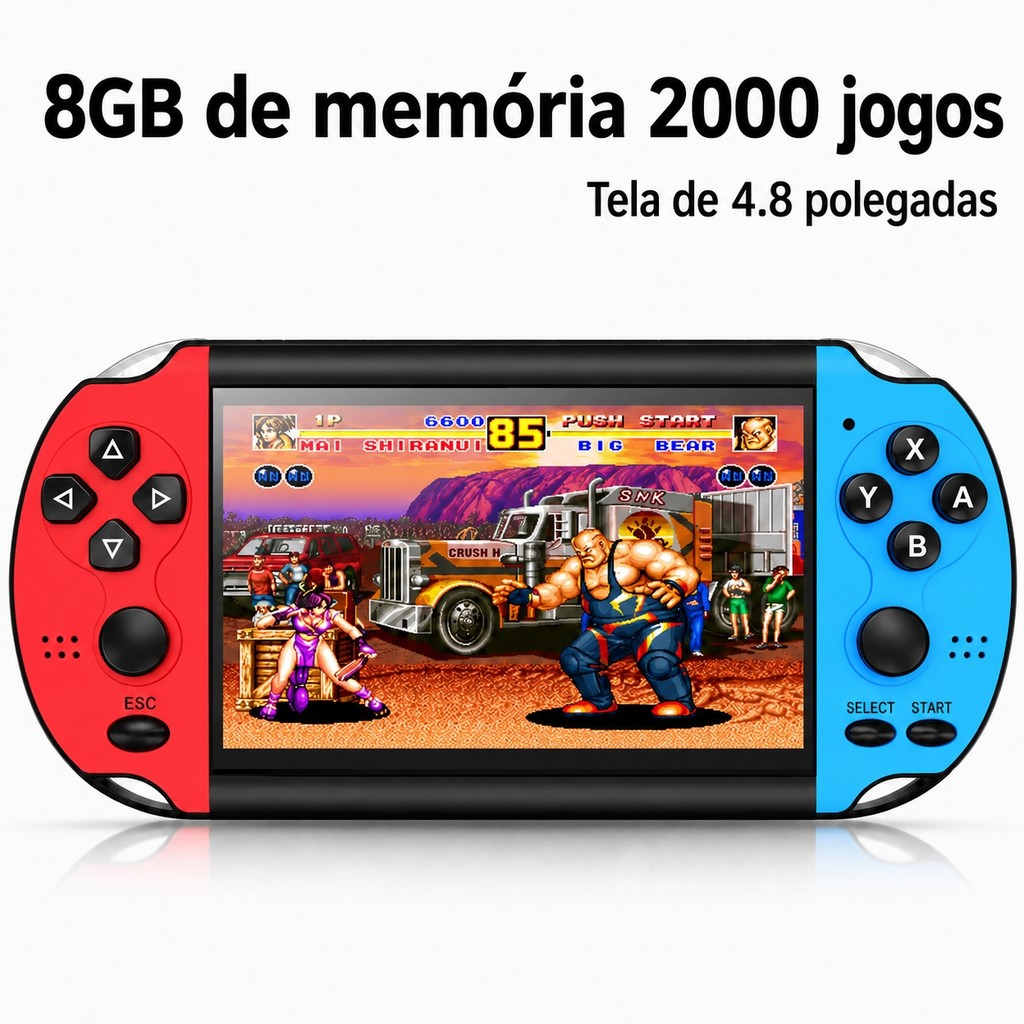 Videogame Portátil Retro 10000 Jogos – Console de Mão 16GB com Tela 4.8" e Memória Expansível