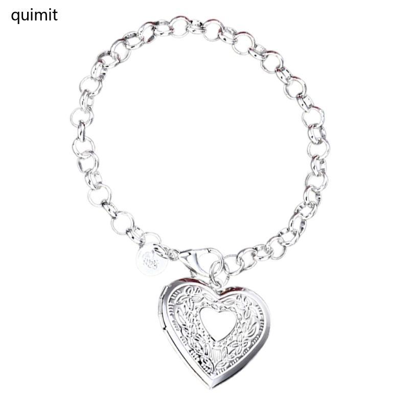 QUIM Pulseira Feminina Moldura Coração, Noivado, Joias Festa Perfeitas Para Festas Da E Casamento Oc