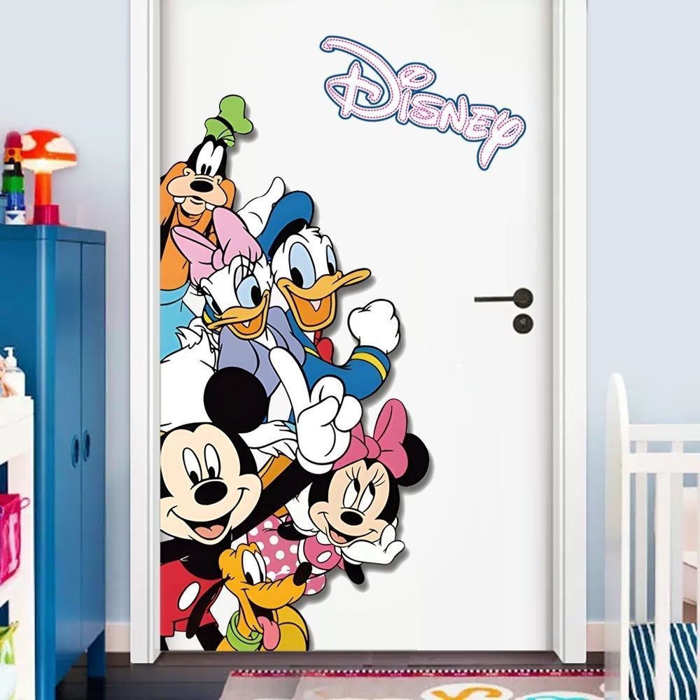 Novo produto Mickey adesivos de parede decoração do quarto das crianças porta dormitório cabeceira fundo decoração da pa