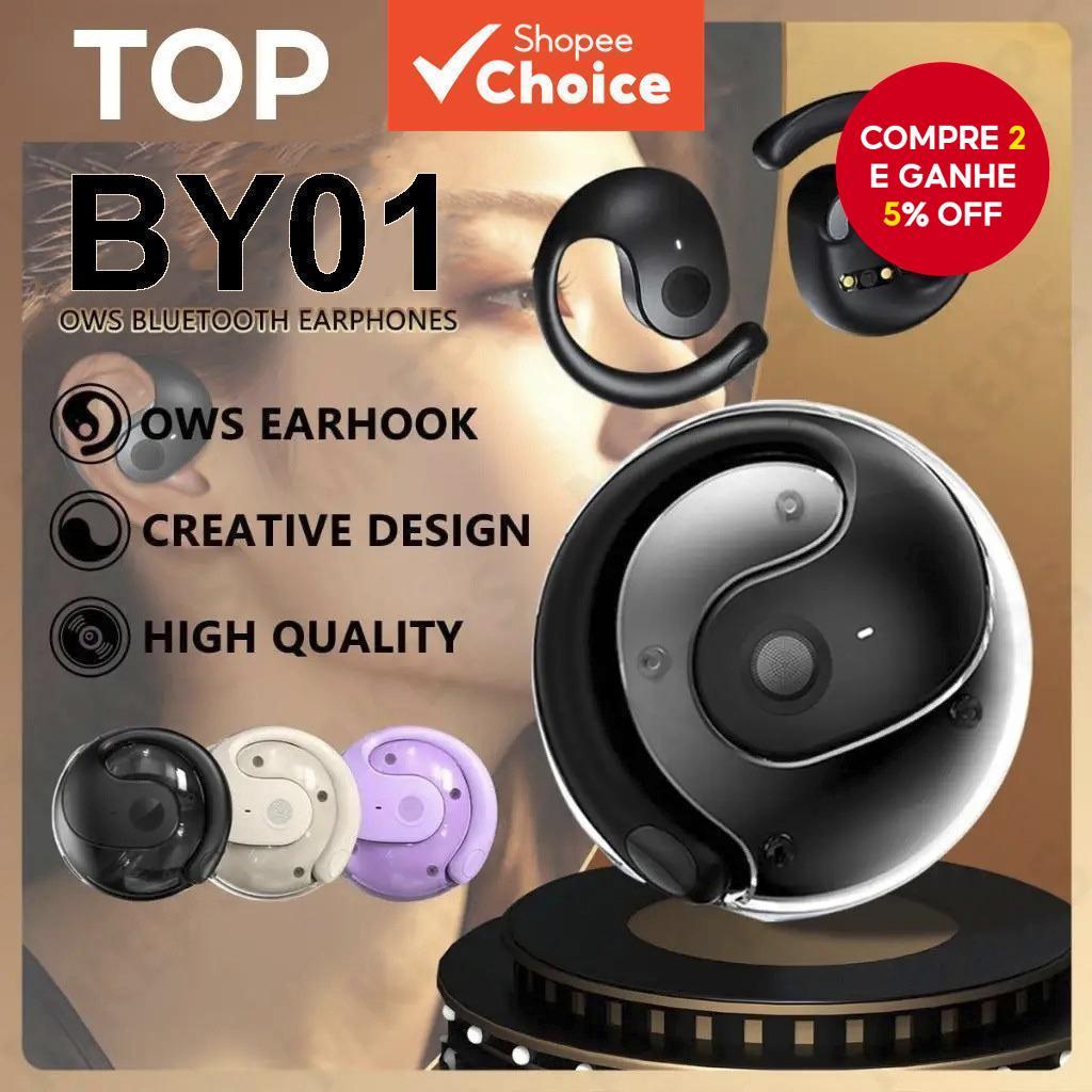Fones de Ouvido OWS BY01 - Som HiFi - Bluetooth Sem Fio - Bateria de Alta Capacidade