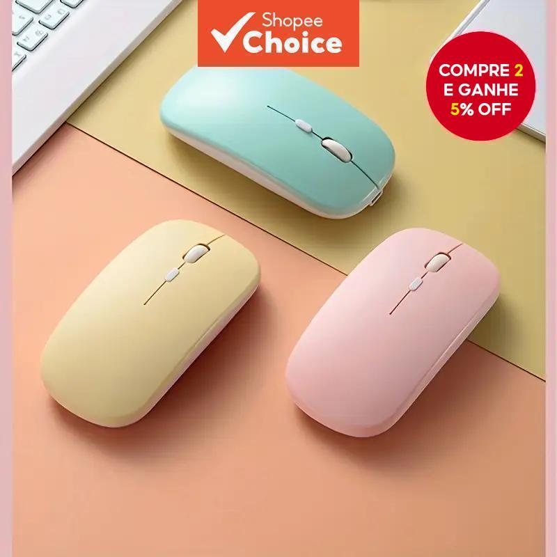 Rato Silencioso Bluetooth Sem Fio 2.4GHz Para iPad Macbook Portátil Ratos Ópticos Recarregáveis Finos