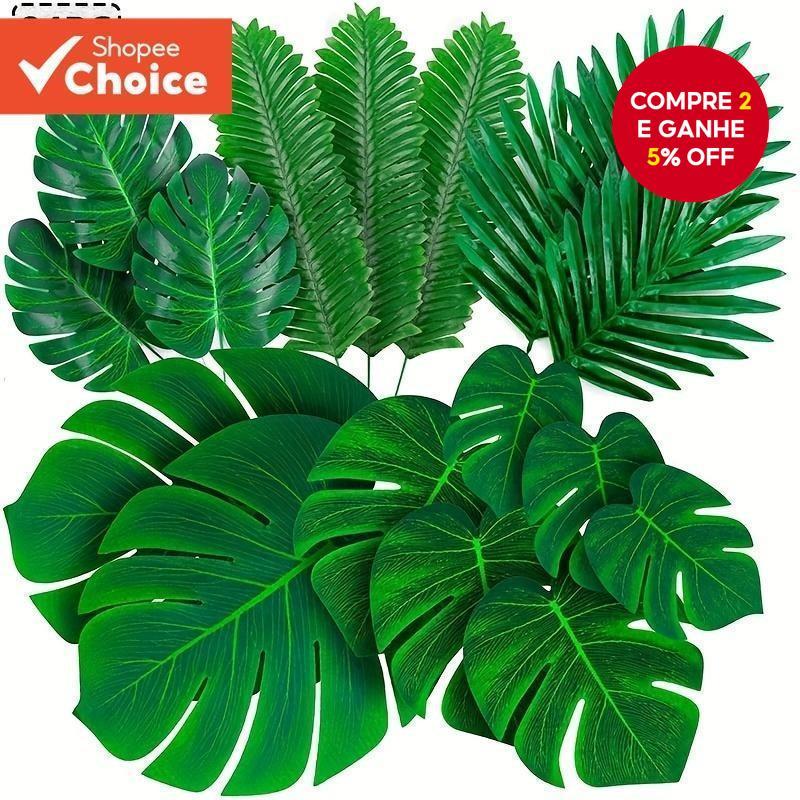 Folhas De Palmeira Artificiais Decoração Tropical Monstera Para Festa De Praia De Verão Luau Havaiano De Mesa De Casamen