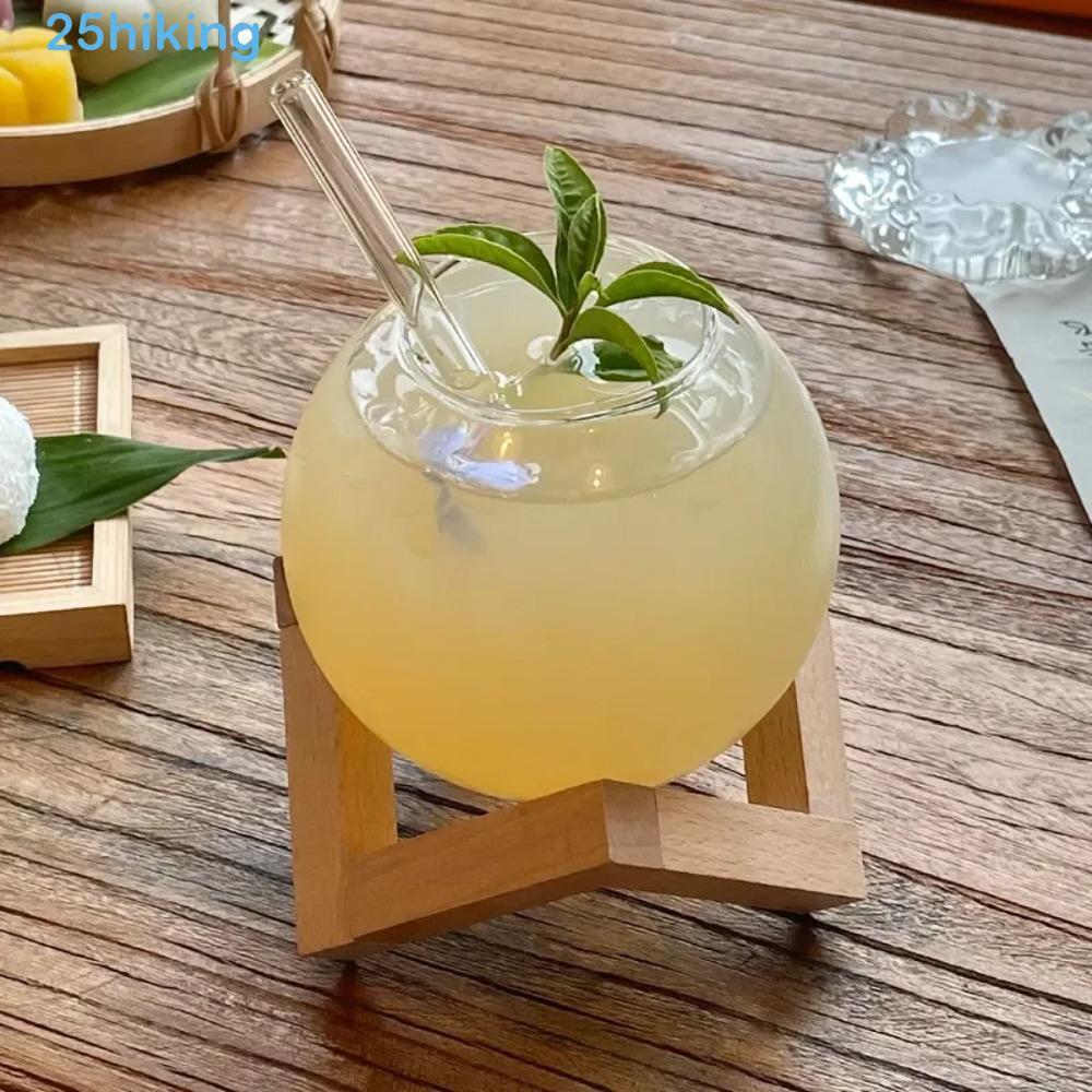 Copo De Bebida Para Caminhada , Com Canudo Suporte , Esférico De Vidro Coquetel Suco Transparente