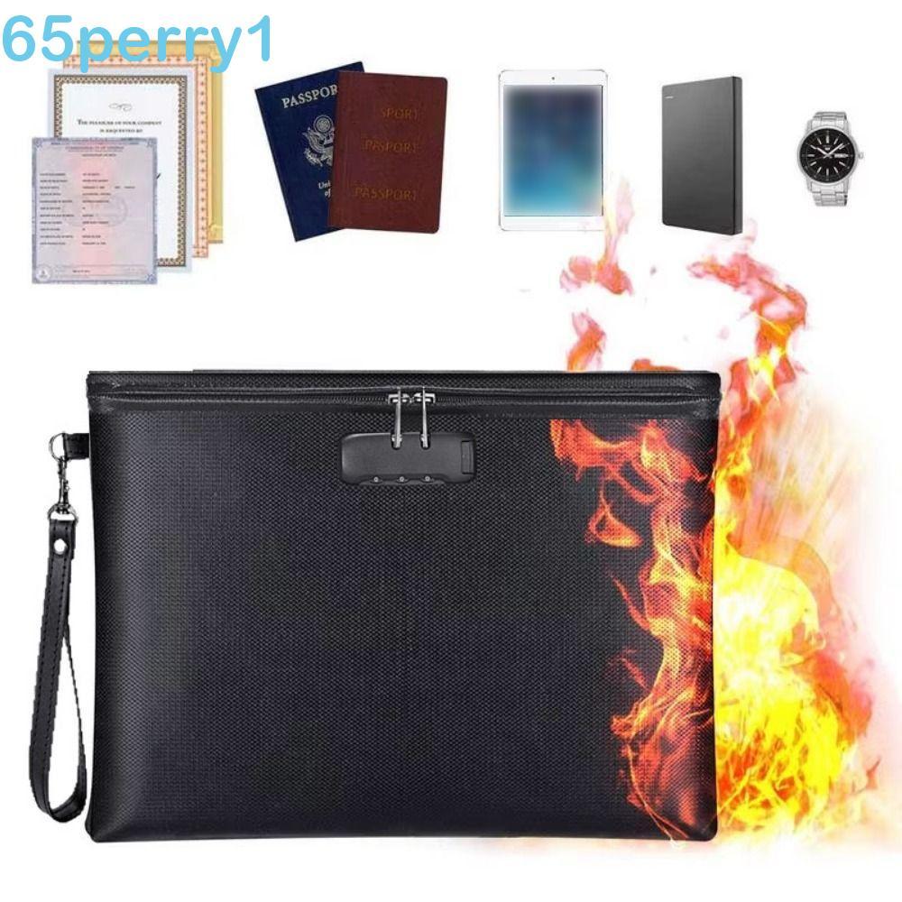 PERRY1 Bolsa De Dinheiro Com Zíper , Documentos À Prova De Fogo Bloqueio De Código D'água Resistente Ao Calor , Estojo P