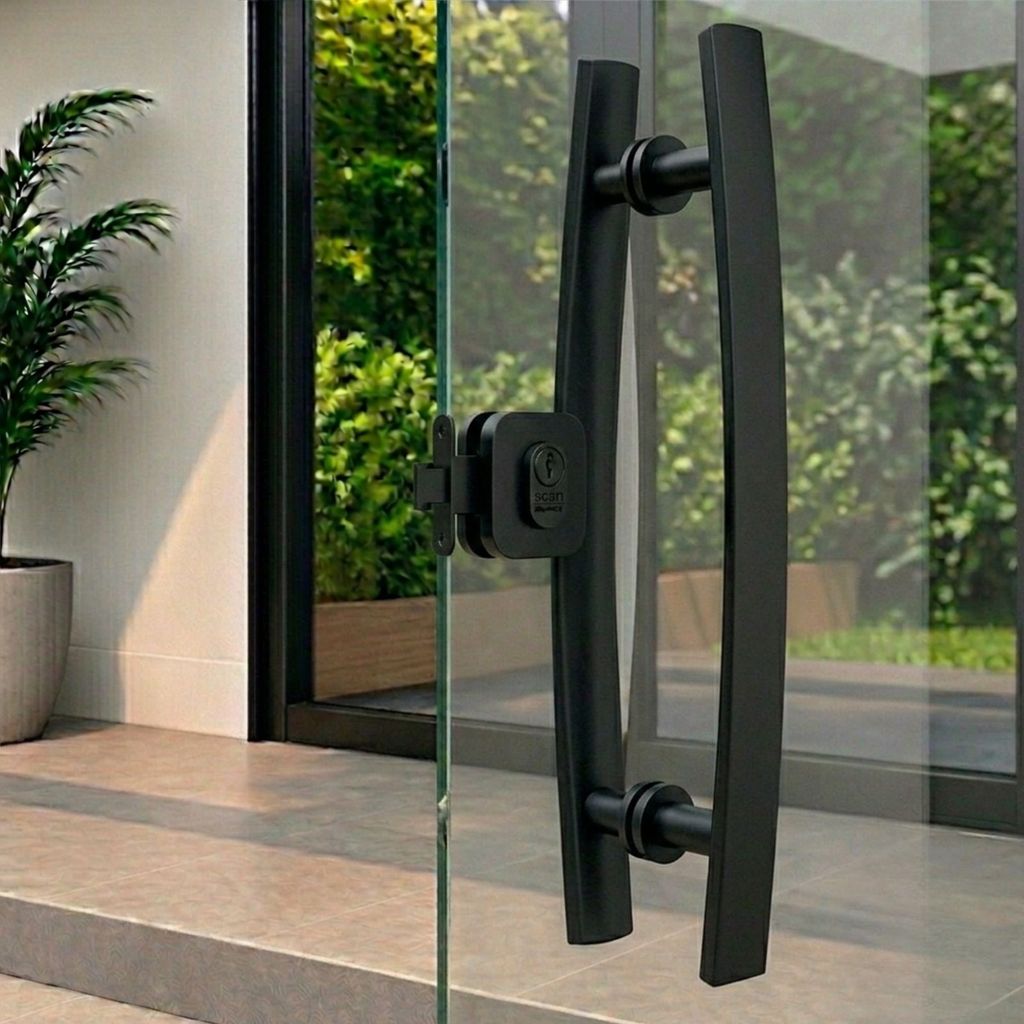 Puxador Para Portas Madeira / Vidro 40 cm Curvo Preto — imagem 2 de 2
