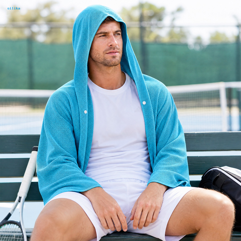 Hooded Cool Towel Cape Cooling Cloak with Hood – Instant Beach for Men Women Perfect for Summer Yoga Camping Outdoor S