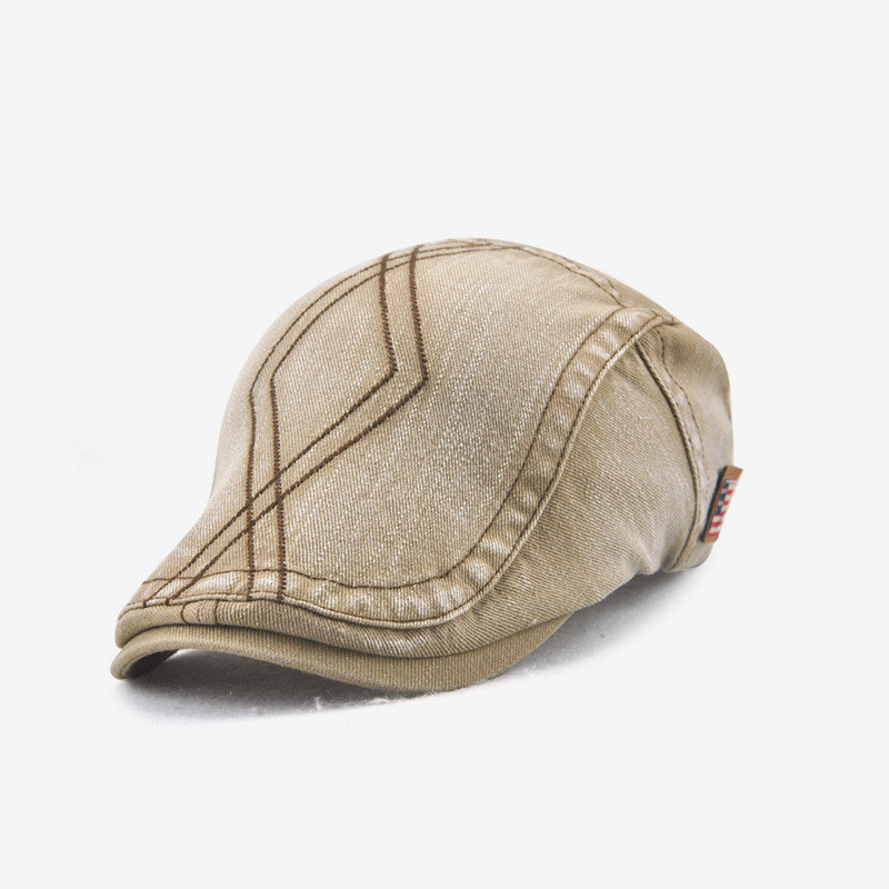 Novo estilo boné de pico europeu americano moda sarja All-Match frente boné duplo bordado rota diamante xadrez boné de p