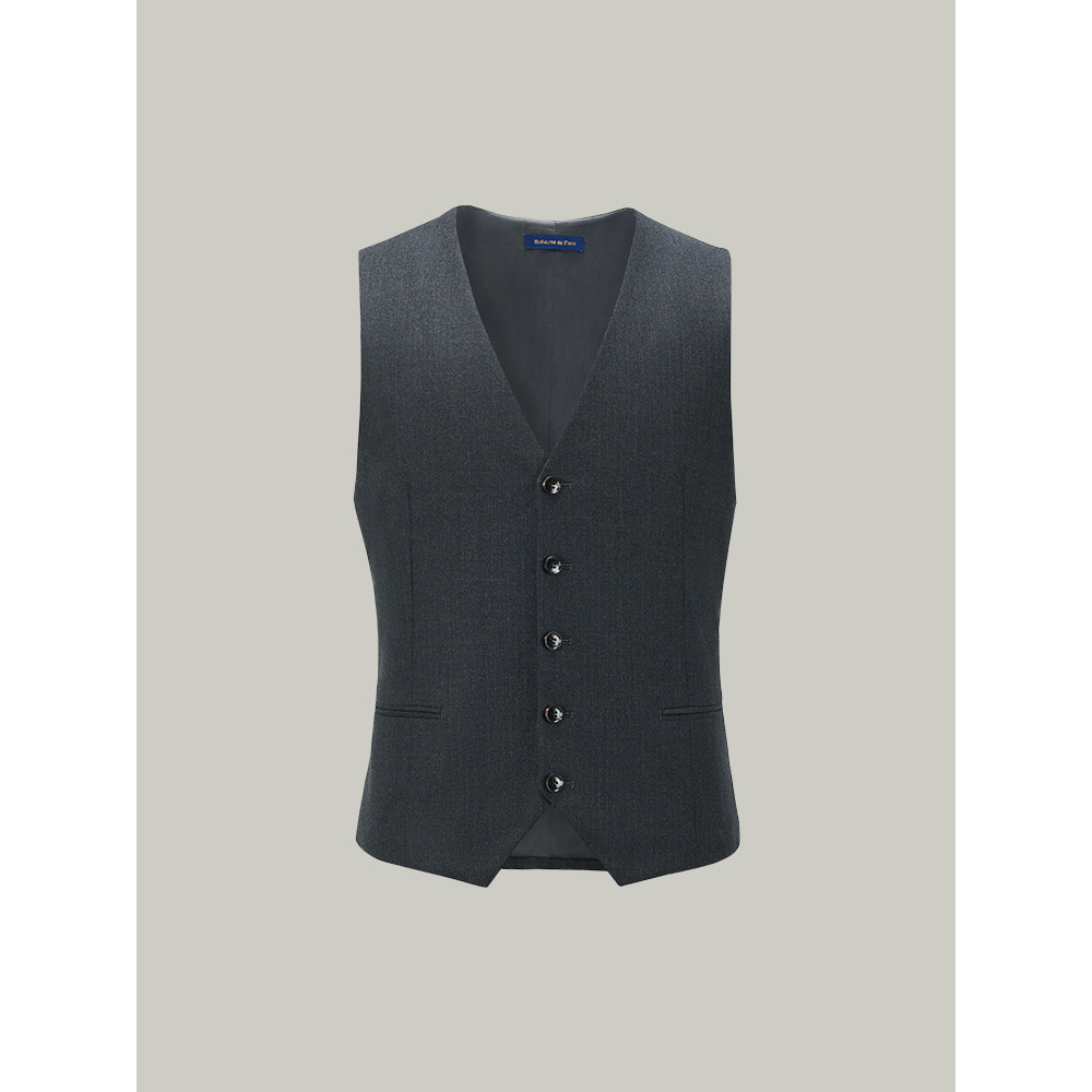 Aojia colete masculino de lã, roupa Formal de negócios, Slim fit, colete masculino, preto, decote em V, cinza escuro, pa