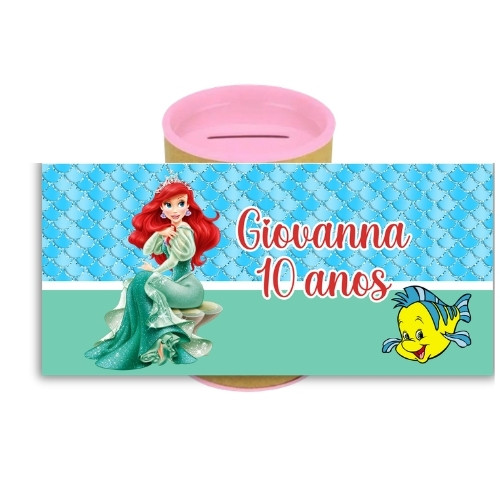 Cofrinhos Personalizados Pequena Sereia Ariel princesa – Lembrancinha Festa Infantil mimo