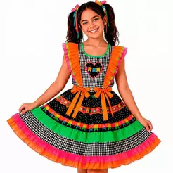 Vestido Festa Junina Infantil Menina Xadrez Quadrilha São João